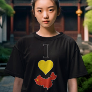 Ich Liebe China Vertikal Ich Herz chinesische Flag T-Shirt