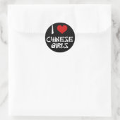 Ich Liebe chinesische Mädchen Runder Aufkleber (Tasche)