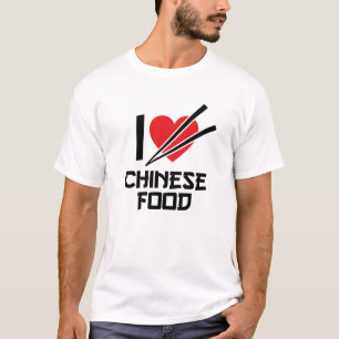 Ich liebe chinesisches Essen Rotes Herz Essstäbche T-Shirt