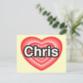 Ich Liebe Chris. Ich Liebe dir Chris. Herz Postkarte (Stehend Vorderseite)