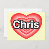 Ich Liebe Chris. Ich Liebe dir Chris. Herz Postkarte (Vorne/Hinten)