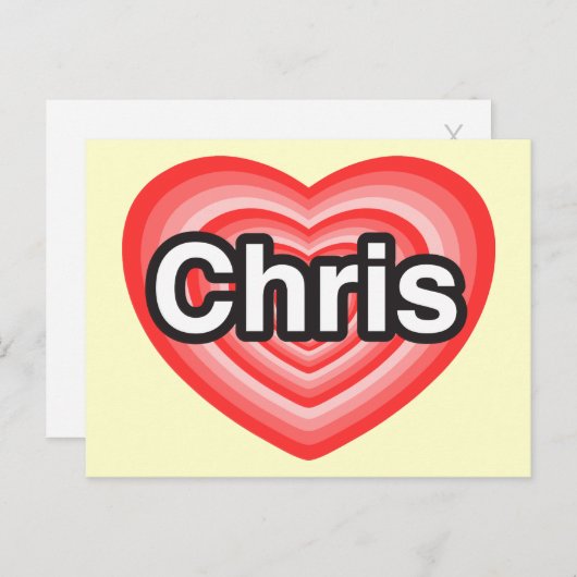 Ich Liebe Chris. Ich Liebe dir Chris. Herz Postkarte (Vorne/Hinten)