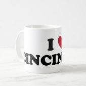 Ich liebe Cincinnati Ohio Kaffeetasse (Vorderseite Links)