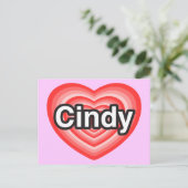Ich Liebe Cindy. Ich Liebe dir Cindy. Herz Postkarte (Stehend Vorderseite)