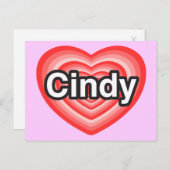 Ich Liebe Cindy. Ich Liebe dir Cindy. Herz Postkarte (Vorne/Hinten)