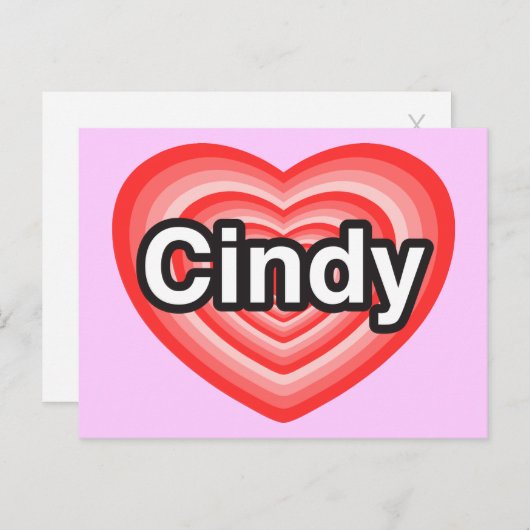 Ich Liebe Cindy. Ich Liebe dir Cindy. Herz Postkarte (Vorne/Hinten)