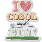 Ich liebe Cobol-Programmierung und Golf-Aufkleber Aufkleber (Vorderseite)