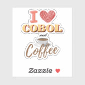 Ich liebe Cobol-Programmierung und Kaffee-Aufklebe Aufkleber (Blatt)