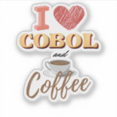 Ich liebe Cobol-Programmierung und Kaffee-Aufklebe Aufkleber (Vorderseite)