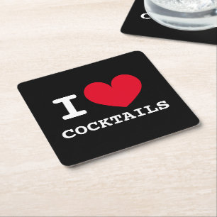 Ich liebe Cocktail-Einzeltrinksets Rechteckiger Pappuntersetzer