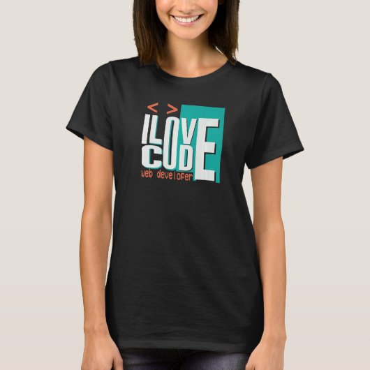 Ich liebe Code Programmierer Webentwickler T-Shirt (Vorderseite)