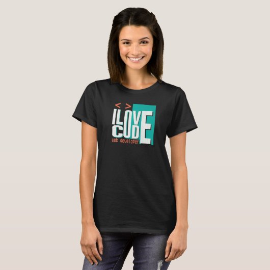 Ich liebe Code Programmierer Webentwickler T-Shirt (Vorne ganz)