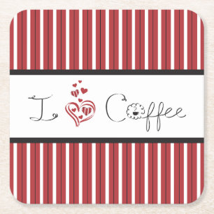 Ich liebe Coffee Letter Art Rechteckiger Pappuntersetzer