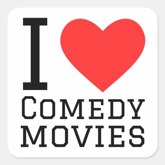 Ich Liebe-Comedy-Filme Quadratischer Aufkleber (Vorderseite)