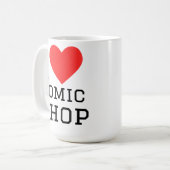 Ich liebe Comic-Laden Kaffeetasse (Vorderseite Links)