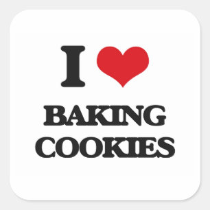 Ich Liebe Cookies backen Quadratischer Aufkleber