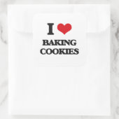 Ich Liebe Cookies backen Quadratischer Aufkleber (Tasche)