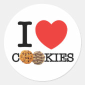 Ich Liebe Cookies Runder Aufkleber (Vorderseite)