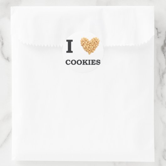 Ich Liebe Cookies Runder Aufkleber (Tasche)