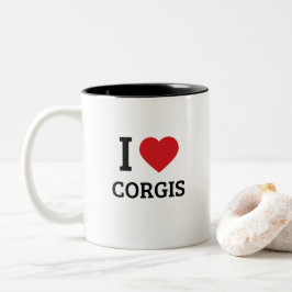 Ich liebe Corgis - Minimalistisches Geschenk für H Zweifarbige Tasse