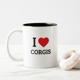 Ich liebe Corgis - Minimalistisches Geschenk für H Zweifarbige Tasse