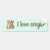 "Ich Liebe Corgis!" Zwei Niedliche Corgis Autoaufkleber (Vorne)