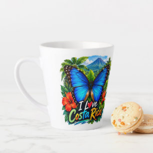 Ich liebe Costa Rica Blauer Morpho Schmetterling Milchtasse