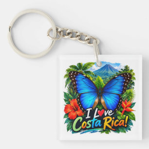 Ich liebe Costa Rica Blauer Morpho Schmetterling Schlüsselanhänger
