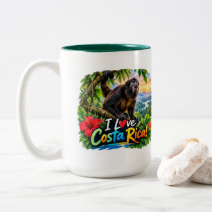 Ich liebe Costa Rica Brüllaffe Zweifarbige Tasse
