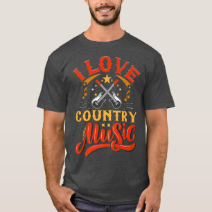 Ich Liebe Country Music Design mit Gitarren und Mu T-Shirt