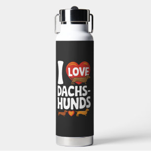 Ich liebe Dachshunde Herzliches Design für Haustie Trinkflasche