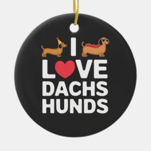 Ich liebe Dachshunde Lustige Illustration mit Cool Keramik Ornament