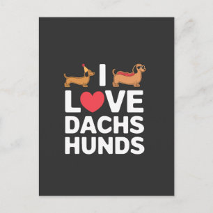 Ich liebe Dachshunde Lustige Illustration mit Cool Postkarte
