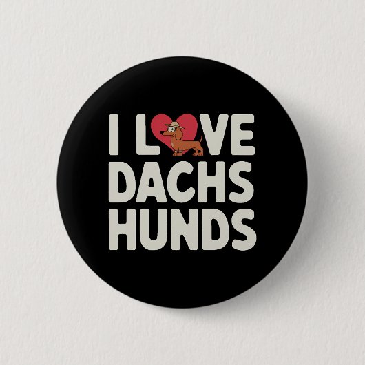 Ich liebe Dackel süße Cartoon Button (Vorderseite)