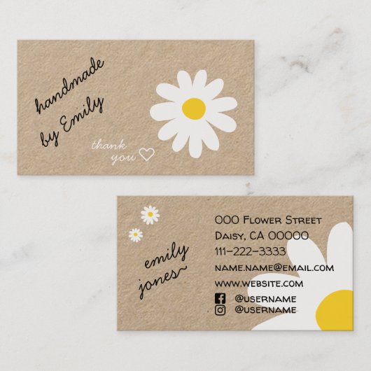 Ich Liebe Daisy Handy von Name mit Social Media, a Visitenkarte (Vorne/Hinten)