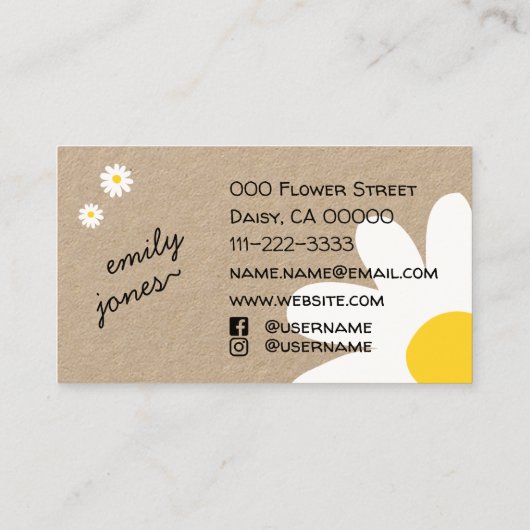 Ich Liebe Daisy Handy von Name mit Social Media, a Visitenkarte (Rückseite)