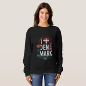 Ich liebe Dänemark-Flagge Windmühle Wikinger-Schif Sweatshirt (Vorne ganz)