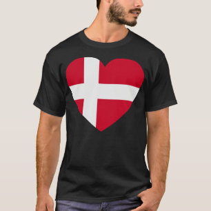 Ich liebe Dänemark Herzförmige dänische Flagge T-Shirt