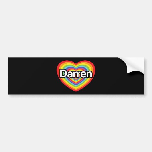 Ich Liebe Darren: Regenbogenherz Autoaufkleber (Vorne)