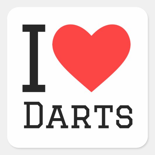 Ich Liebe Darts Quadratischer Aufkleber (Vorderseite)