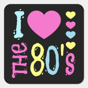 Ich liebe das 80er Disco-Kostüm Quadratischer Aufkleber