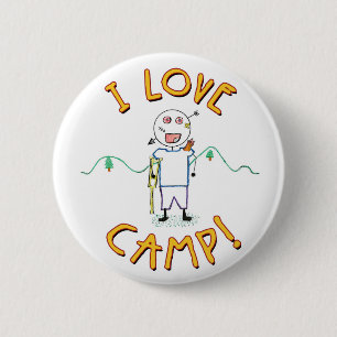 Ich liebe das Camp - Lustige Zeichnung vom Kinder- Button