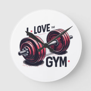 Ich liebe das Fitnessstudio Runde Wanduhr