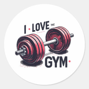 Ich liebe das Fitnessstudio Runder Aufkleber