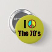 Ich Liebe das Friedenszeichen der 70er Jahre Button (Vorne & Hinten)