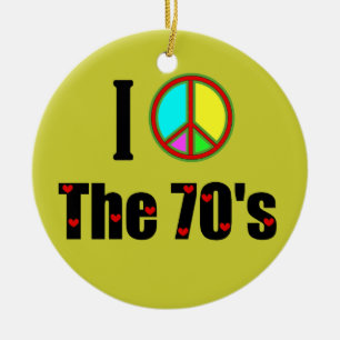 Ich Liebe das Friedenszeichen der 70er Jahre Keramik Ornament