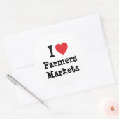 Ich liebe das Herz der Farmers Markets, personalis Runder Aufkleber (Umschlag)