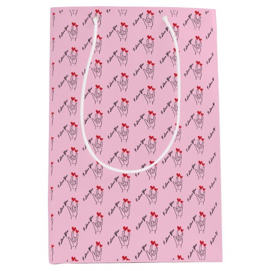 Ich Liebe, dass du die Sprache signierst - Gehörvo Mittlere Geschenktüte (Vorderseite)