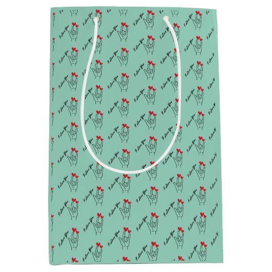 Ich Liebe, dass du die Sprache signierst - Gehörvo Mittlere Geschenktüte (Vorderseite)