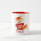 Ich Liebe, dass du Fox mit Herz machst Zweifarbige Tasse (Mittel)